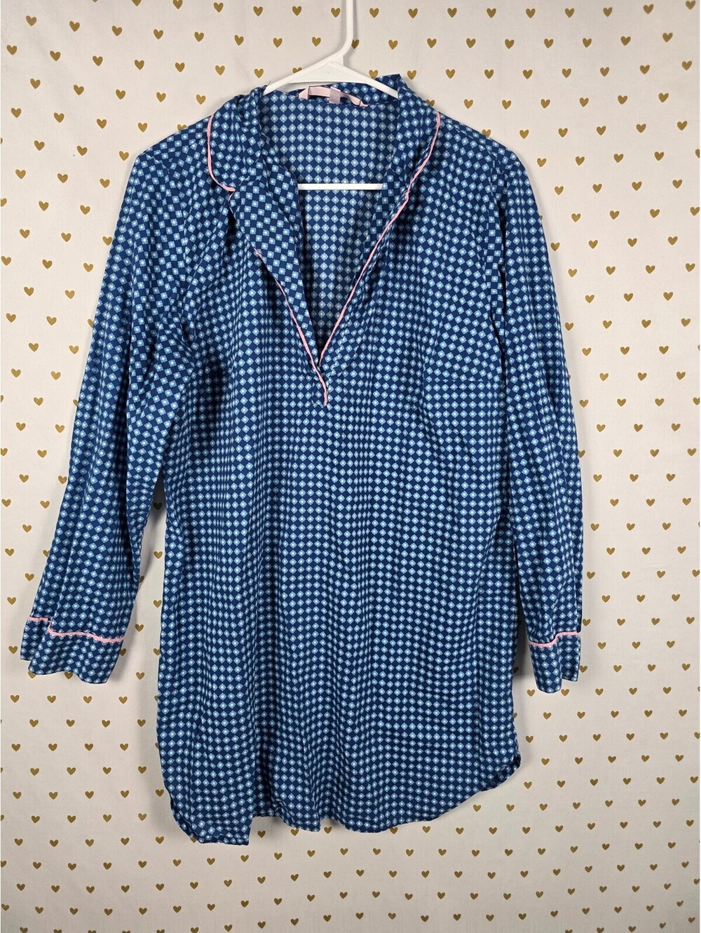 Victorias Secret Medium Blue Long Sleeve Nightgown Sleep Shirt